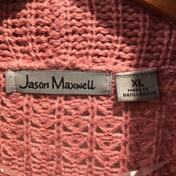 Jason Maxwell XL (Runs Small See measurements) Pink Open Knit Open Front Sweater - Picture 3 of 3